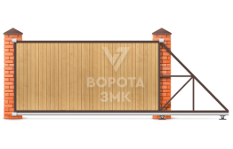 Деревянные откатные ворота 2500×4000 ЗМК-7707