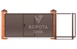 Откатные ворота 7 метров 7000×2700 с калиткой ЗМК-8095